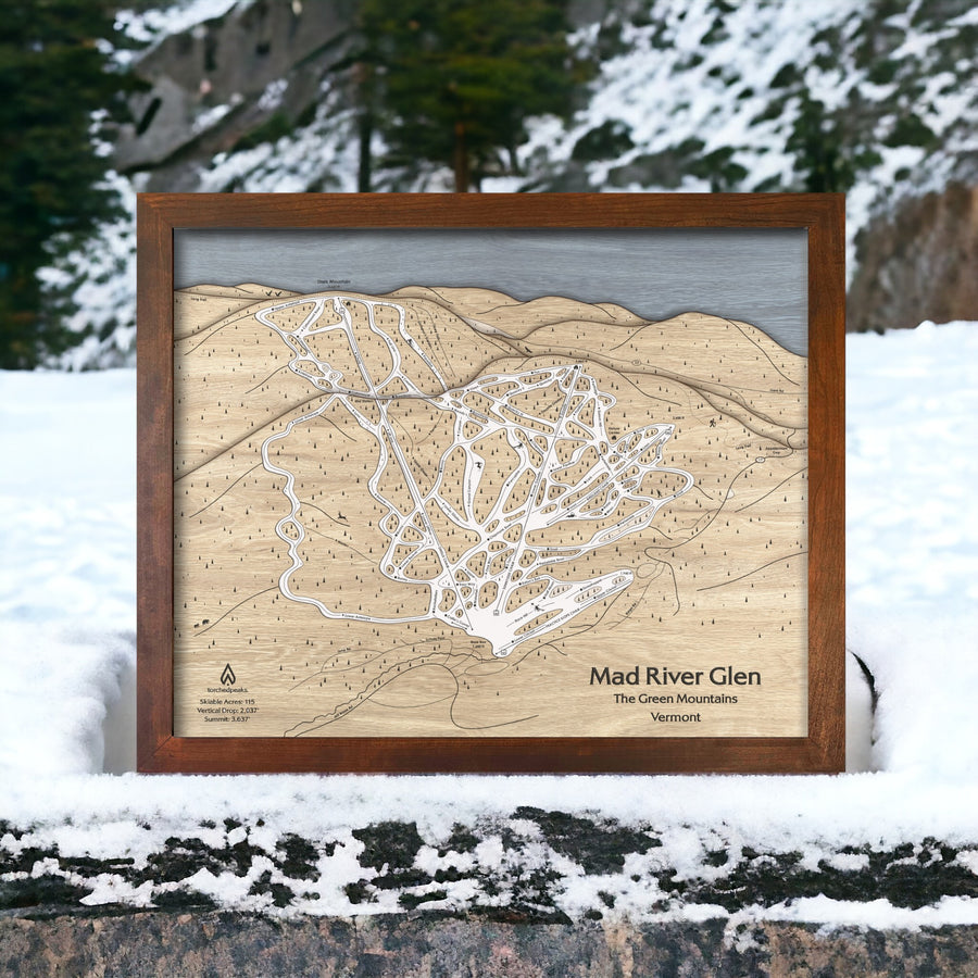 Skiing Decor: Mad River Glen Trail Map or your home or office. 