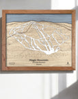 Magic Mountain Wood Ski Map, Ski Cabin Decor, Skiing Art