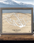 Magic Mountain VT Ski Map, Ski Cabin Decor, Skiing Wall Art, Wooden Ski Map