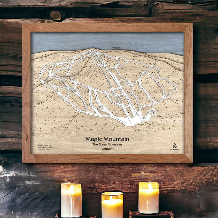 Magic Mountain, Ski Cabin Decor, Framed Skiing Wall Art