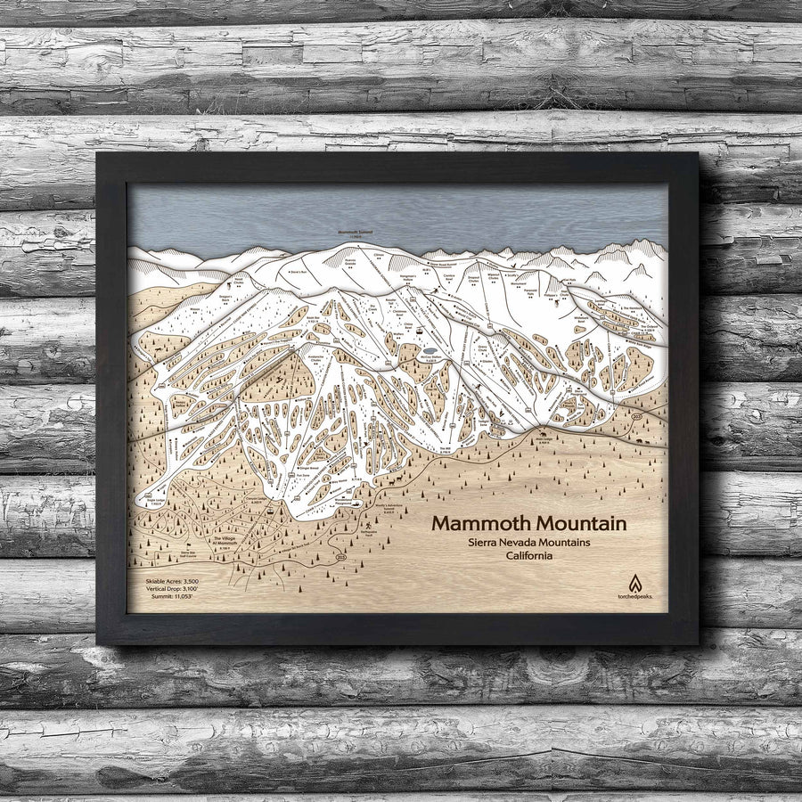 Mammoth Mountain Ski Resort Map,  Wooden Ski Map