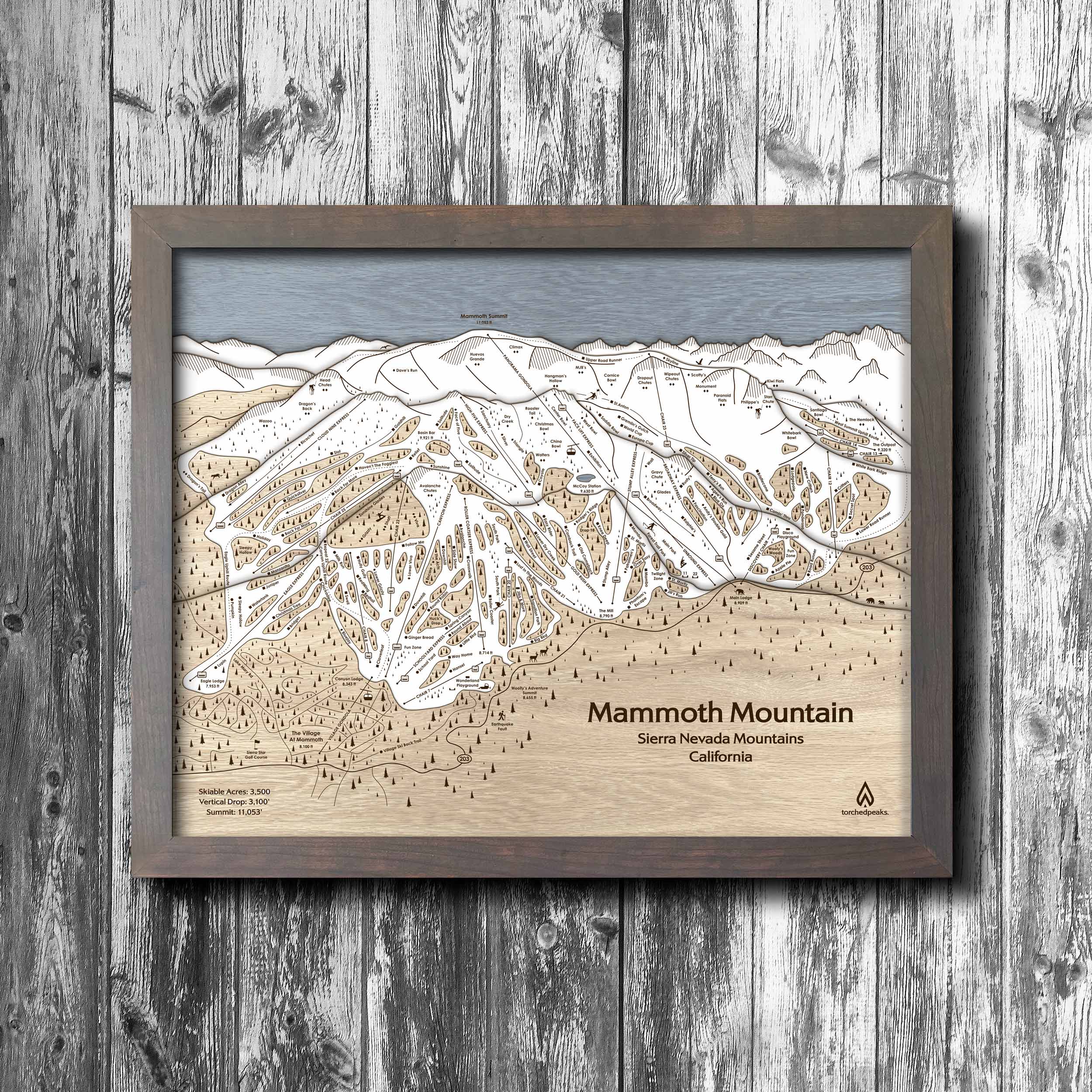 Mammoth Mountain Ski Resort Map,  Skiing Art