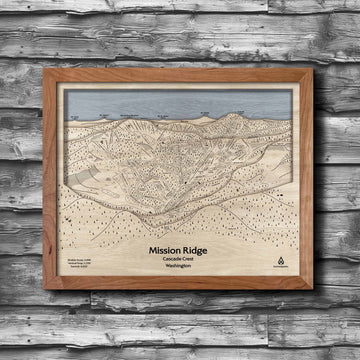 Mission Ridge Ski Trail Map | 3D Wood Layered Mountain Art, Gifts for Skiers