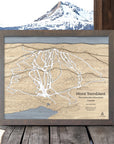 3D Wooden map of Mont Tremblant Area with a mountain and lake background