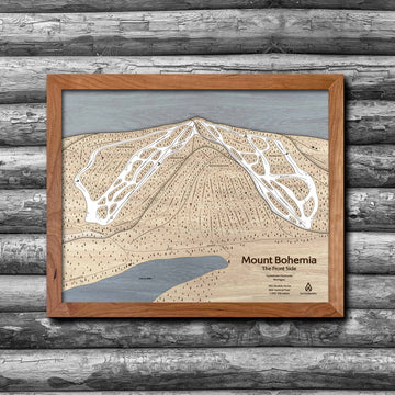 Mount Bohemia, MI Ski Trail Map | Laser-engraved wood mountain art | Torched Peaks