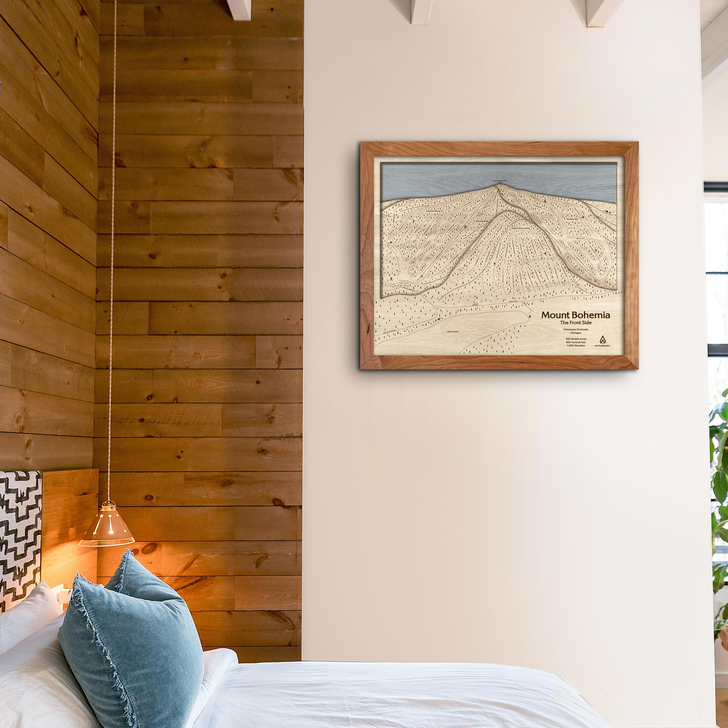 Mount Bohemia Ski Trail Map | 3D Wood Ski Resort Art, Cabin Decor