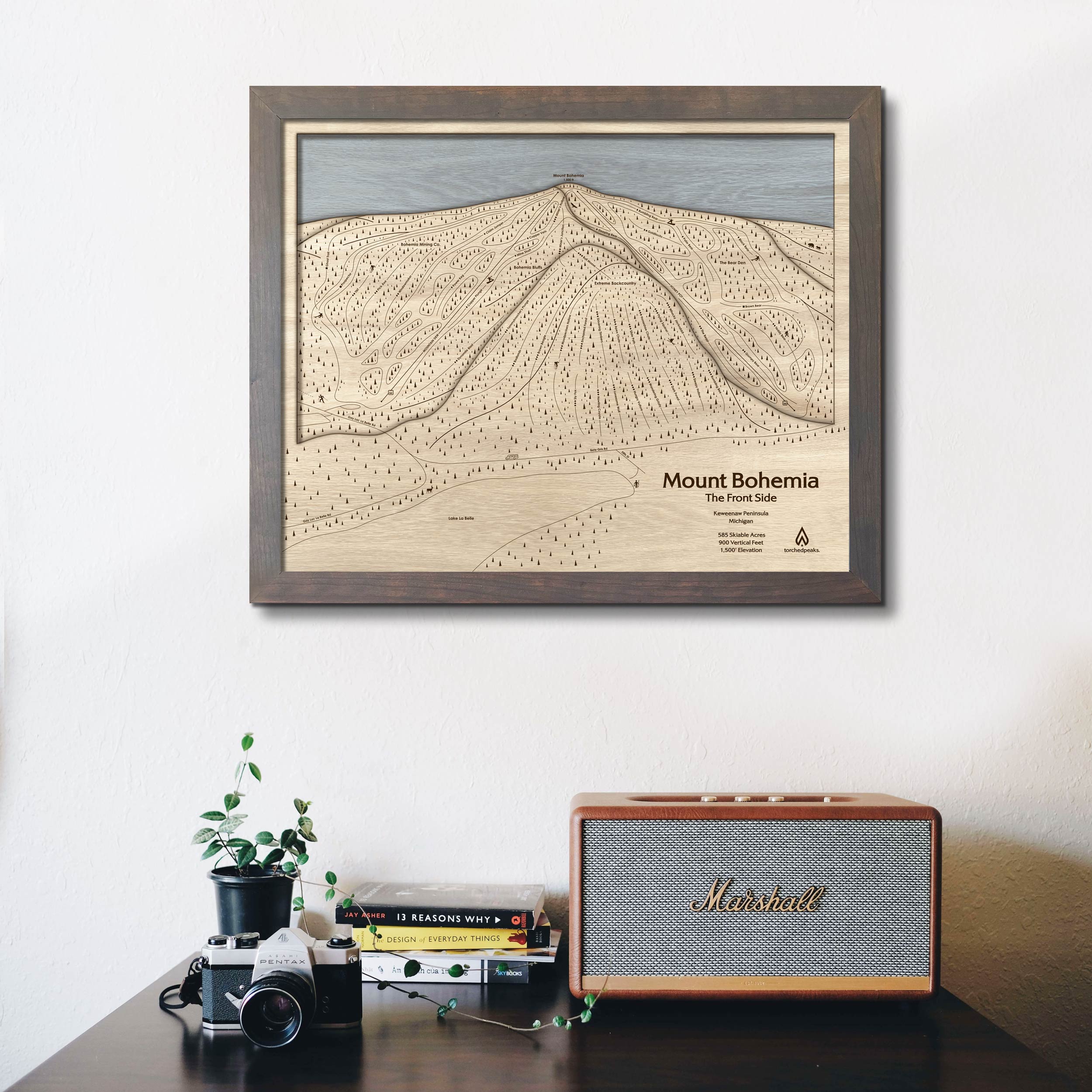 Mount Bohemia Ski Trail Map | 3D Wood Ski Resort Art, Skiing Decor