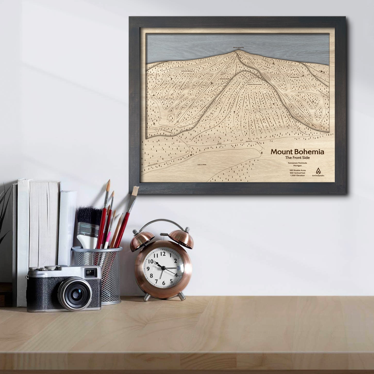 Mount Bohemia Ski Trail Map | 3D Wood Ski Resort Art