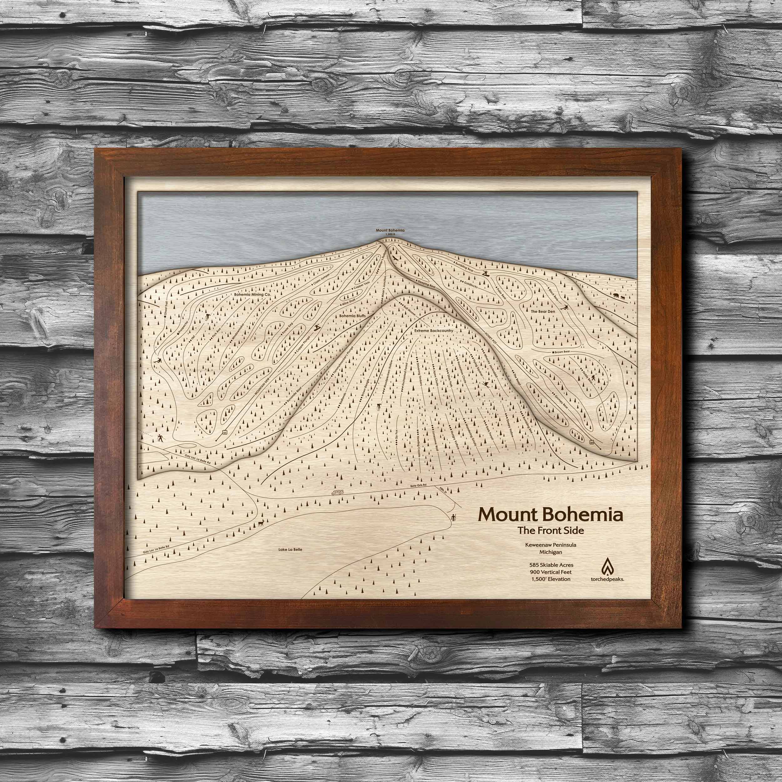 Mount Bohemia Ski Trail Map | 3D Wood Ski Resort Art