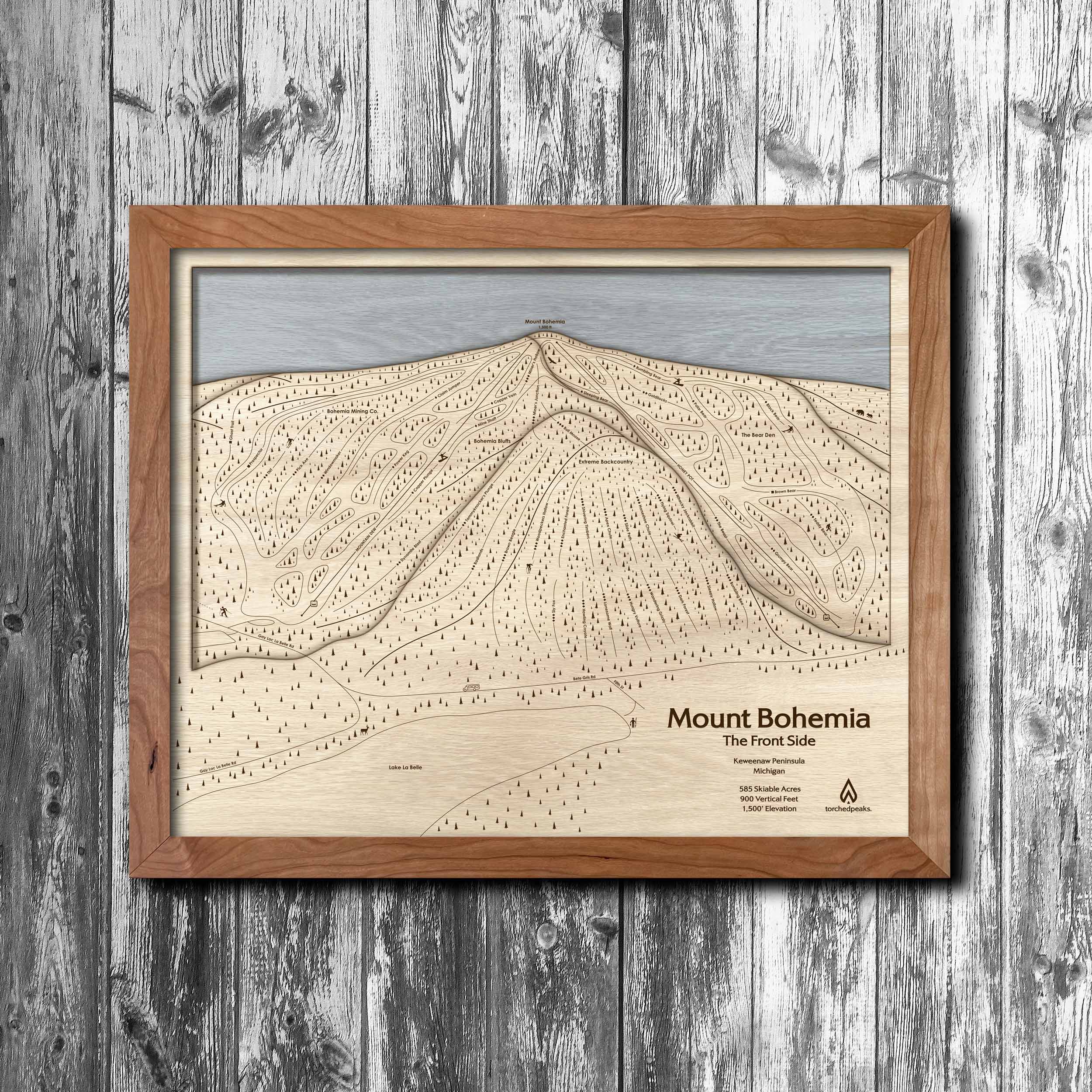 Mount Bohemia Ski Trail Map | 3D Wood Ski Resort Art