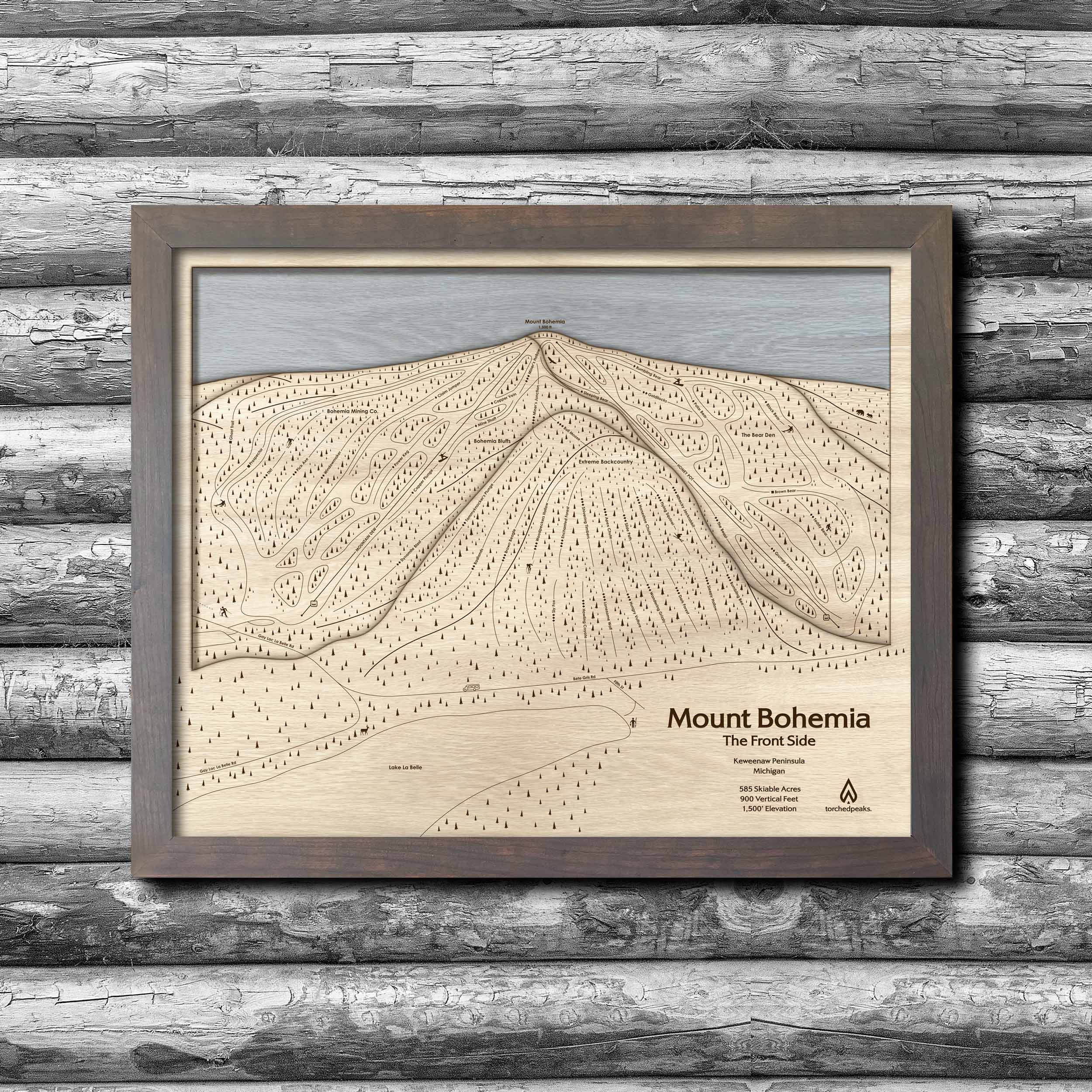 Mount Bohemia Ski Trail Map | 3D Wood Ski Resort Art