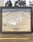 Mount Snow Framed Ski Map, 3D Wood Ski Map