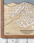 Mount Sunapee Laser Engraved, Wooden Ski Trail Map