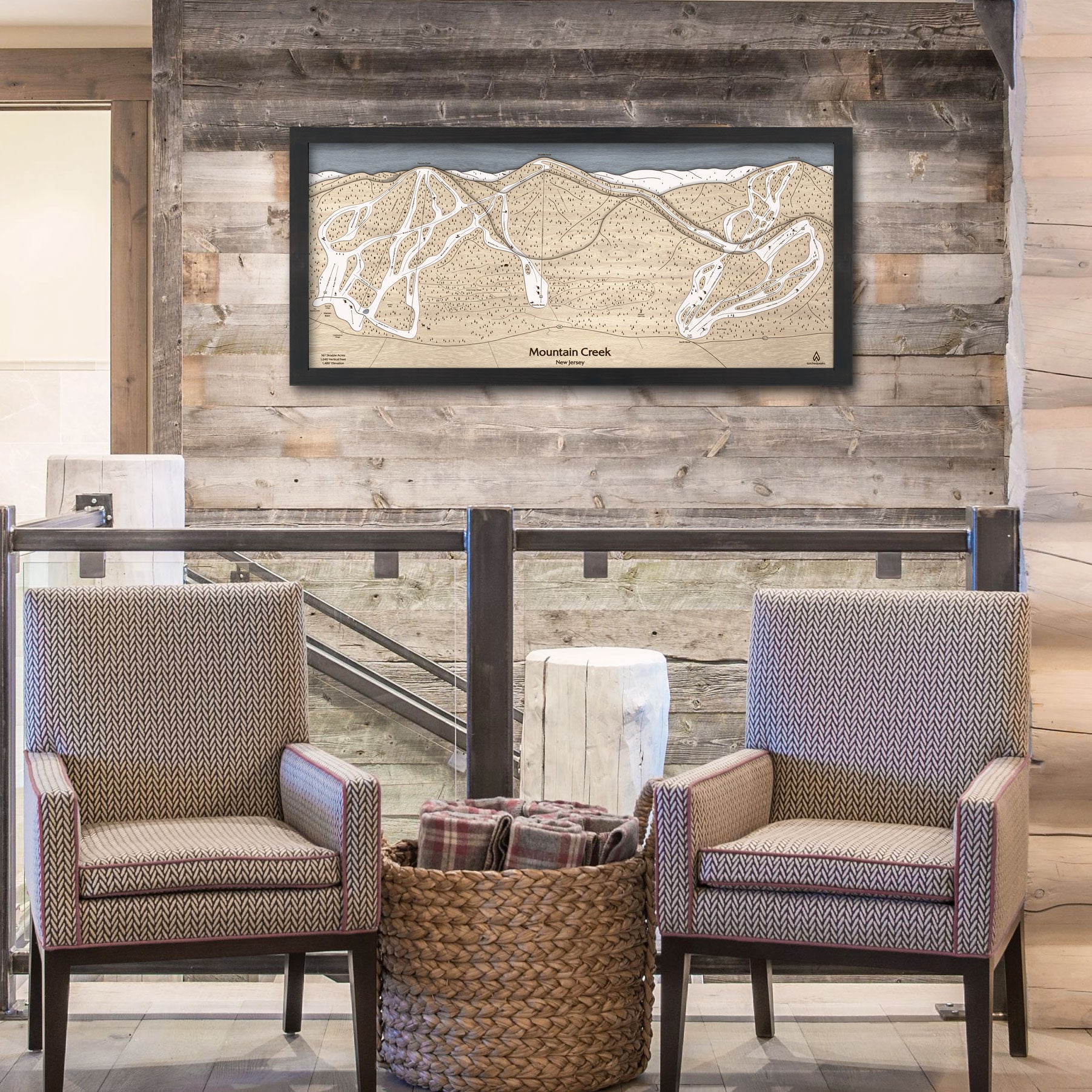 Ski House Decor: Ski Resort in New Jersey - Mountain Creek Wooden Trail Map