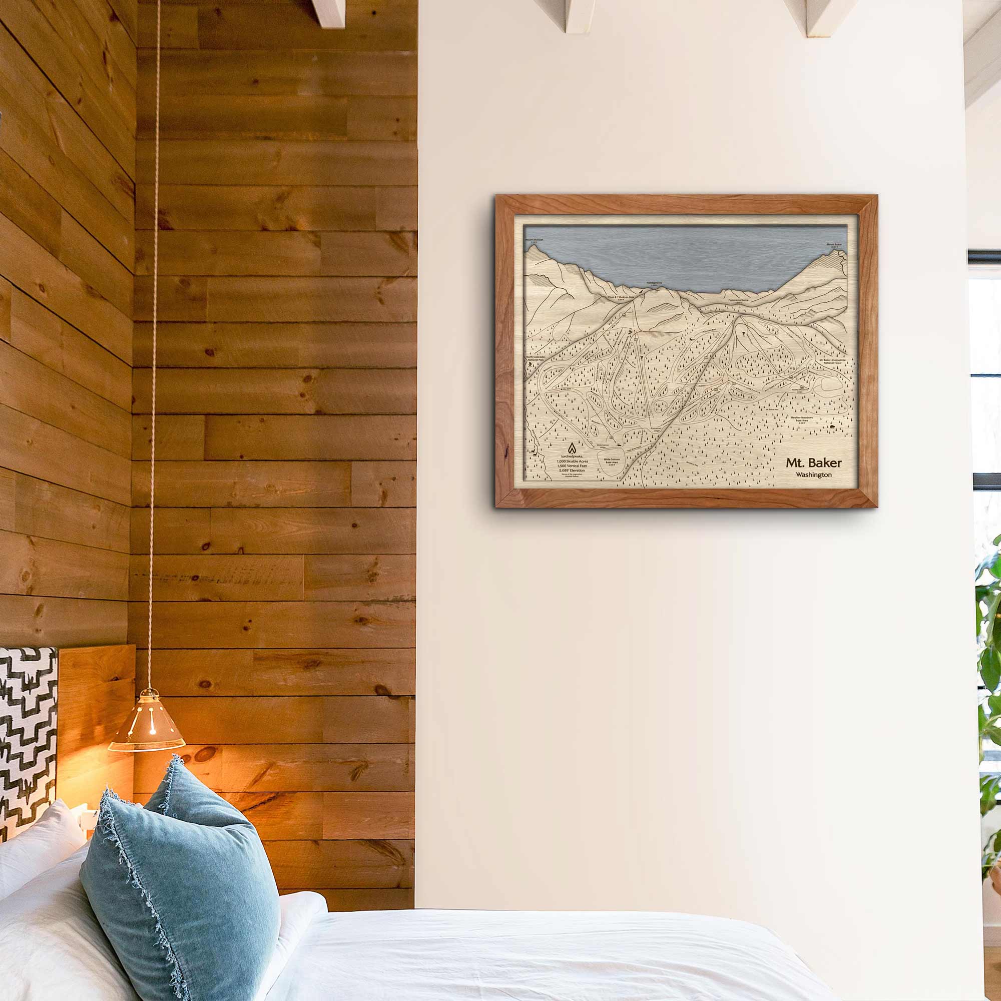 Mt Baker WA Ski Trail Map | 3D Wooden Ski Slope Art