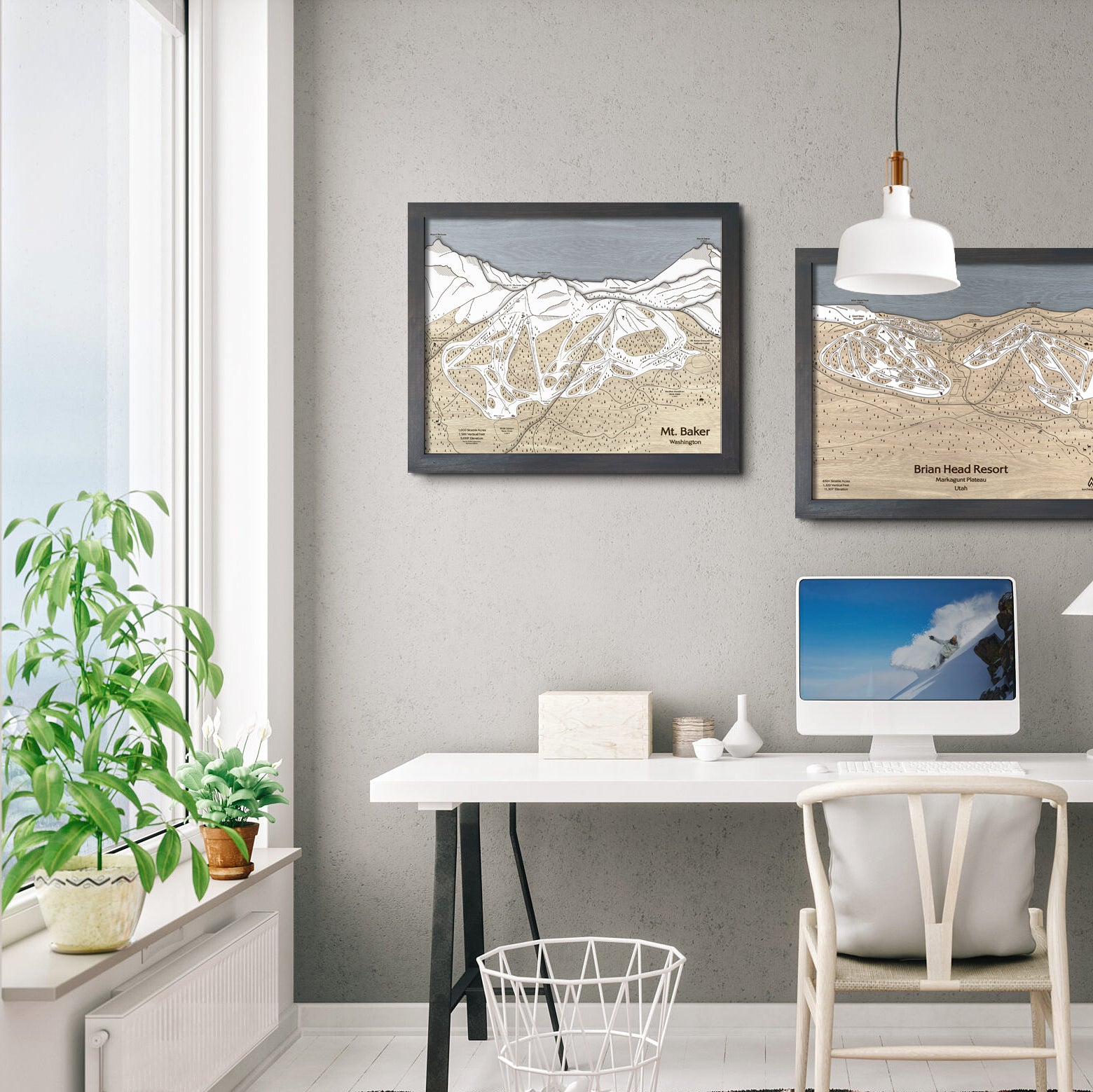 Mt. Baker Ski Area Trail Map | 3D Wood Mountain Art