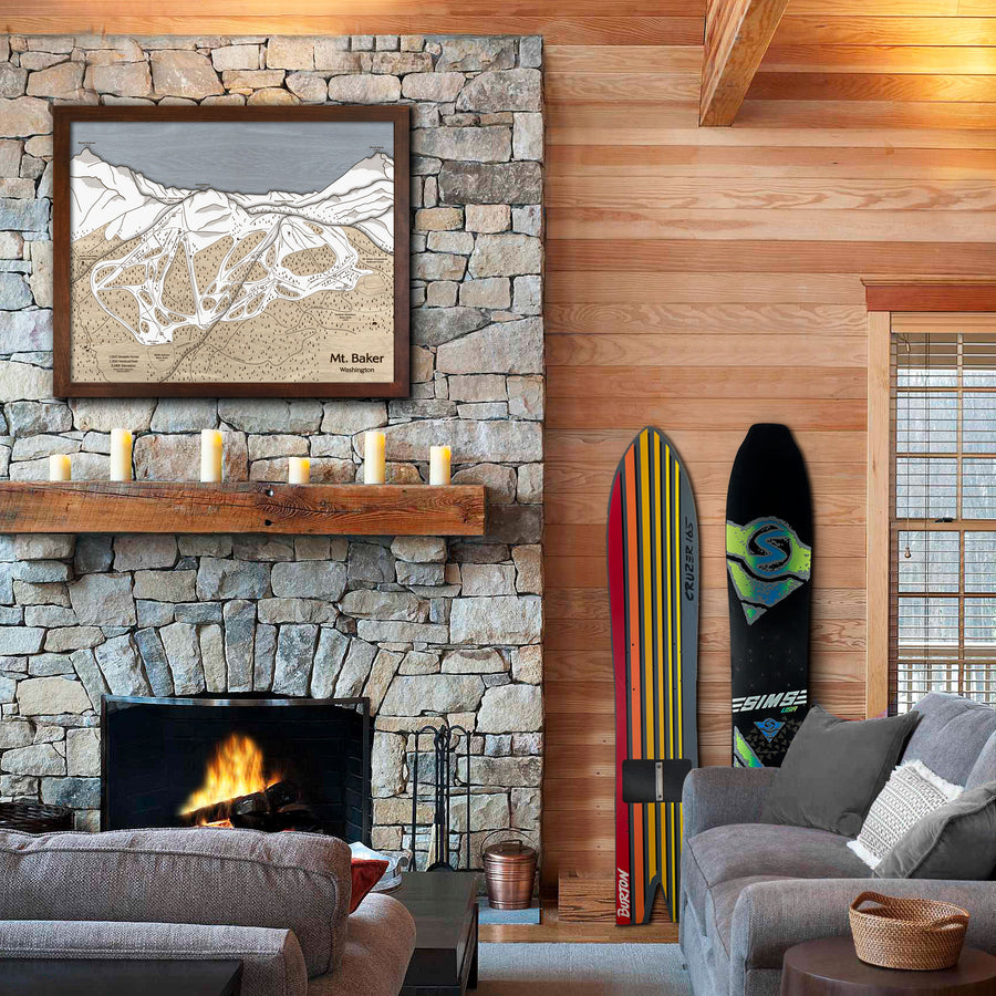 Mt. Baker Ski Area Trail Map | 3D Wood Mountain Art | Home of the Legendary Banked Slalom