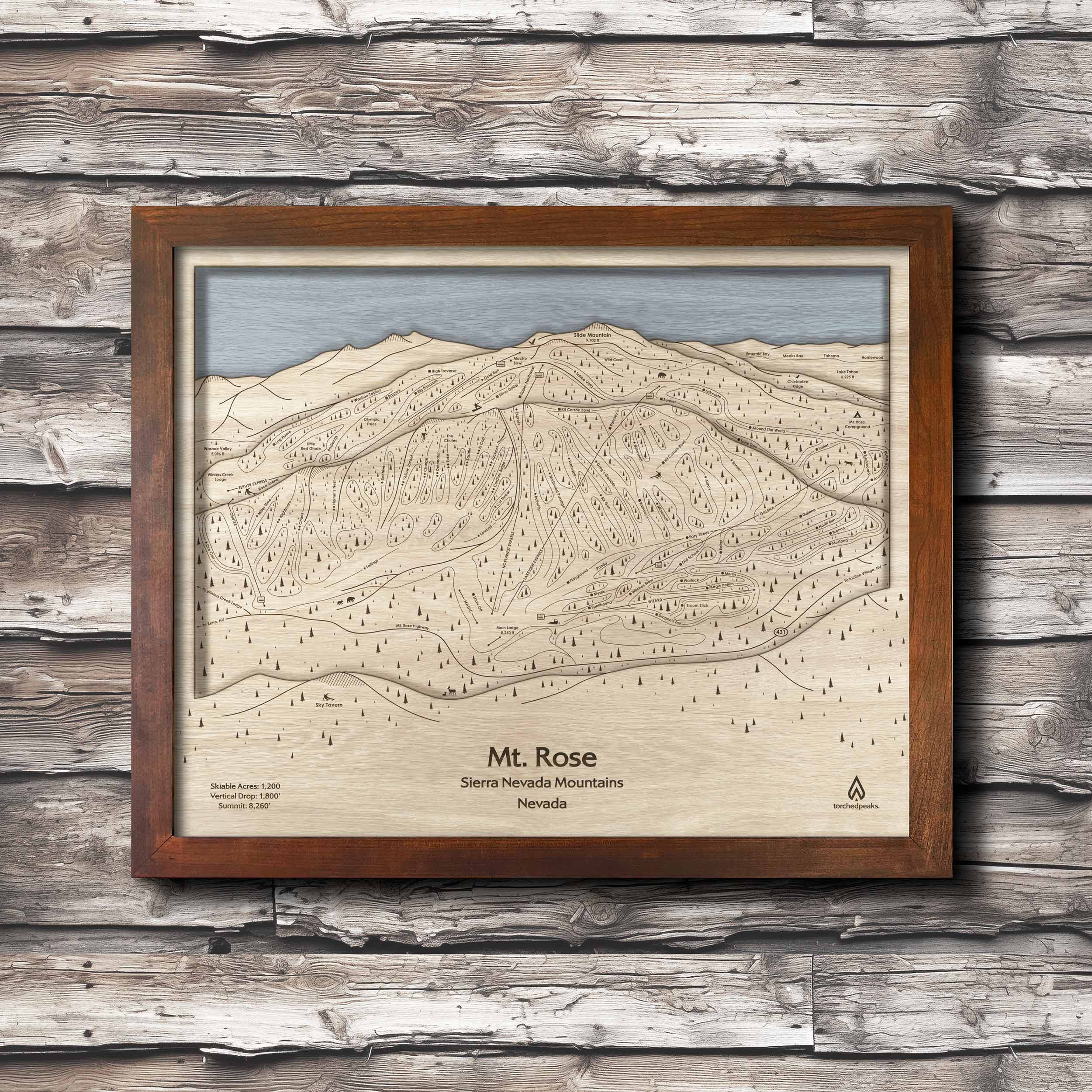 Mt Rose Ski Trail Map, Framed Skiing Art
