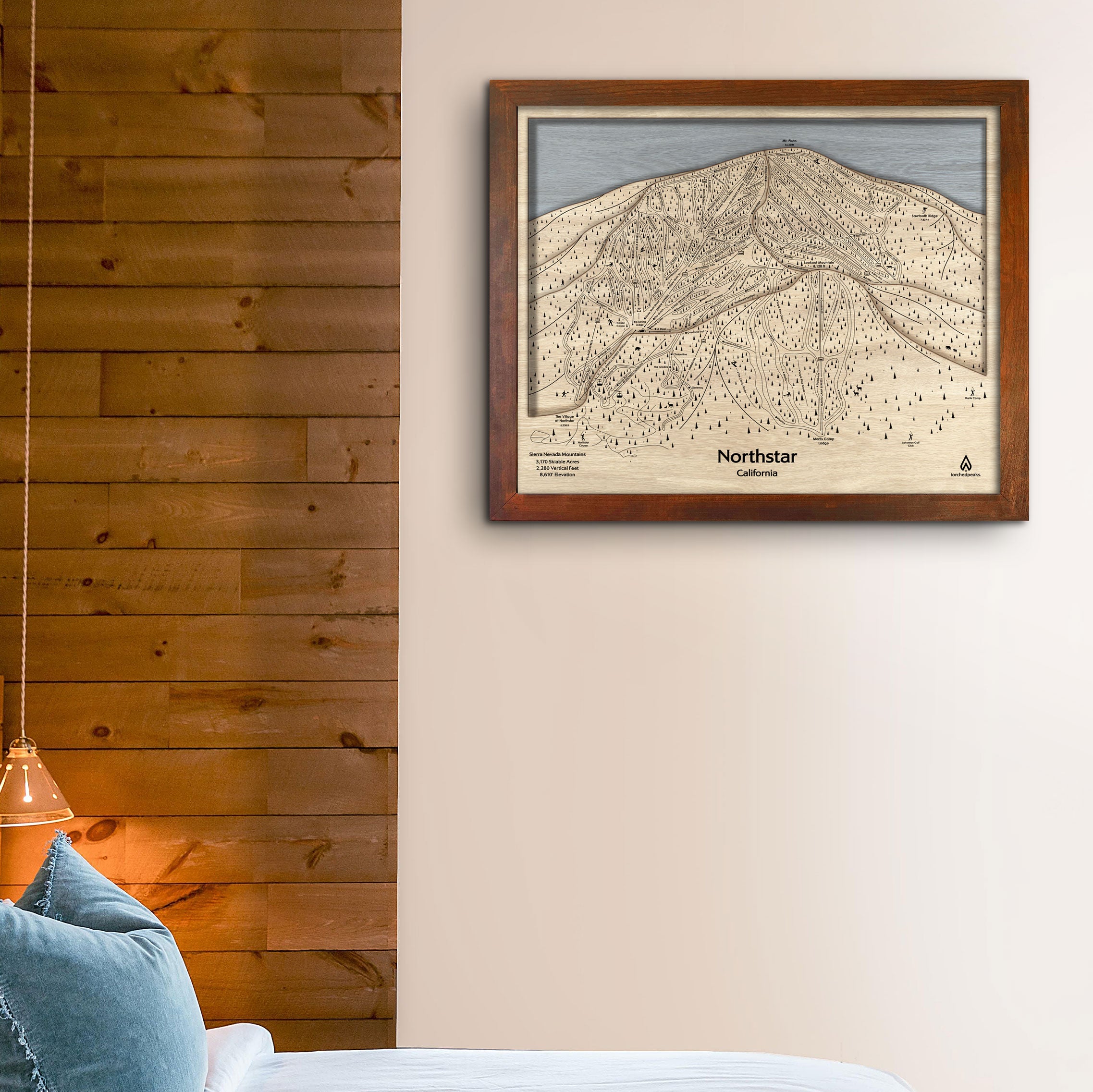 Northstar California Ski Trail Map | 3D Wood Mountain Decor, Skiing Sign, Skiing Decor