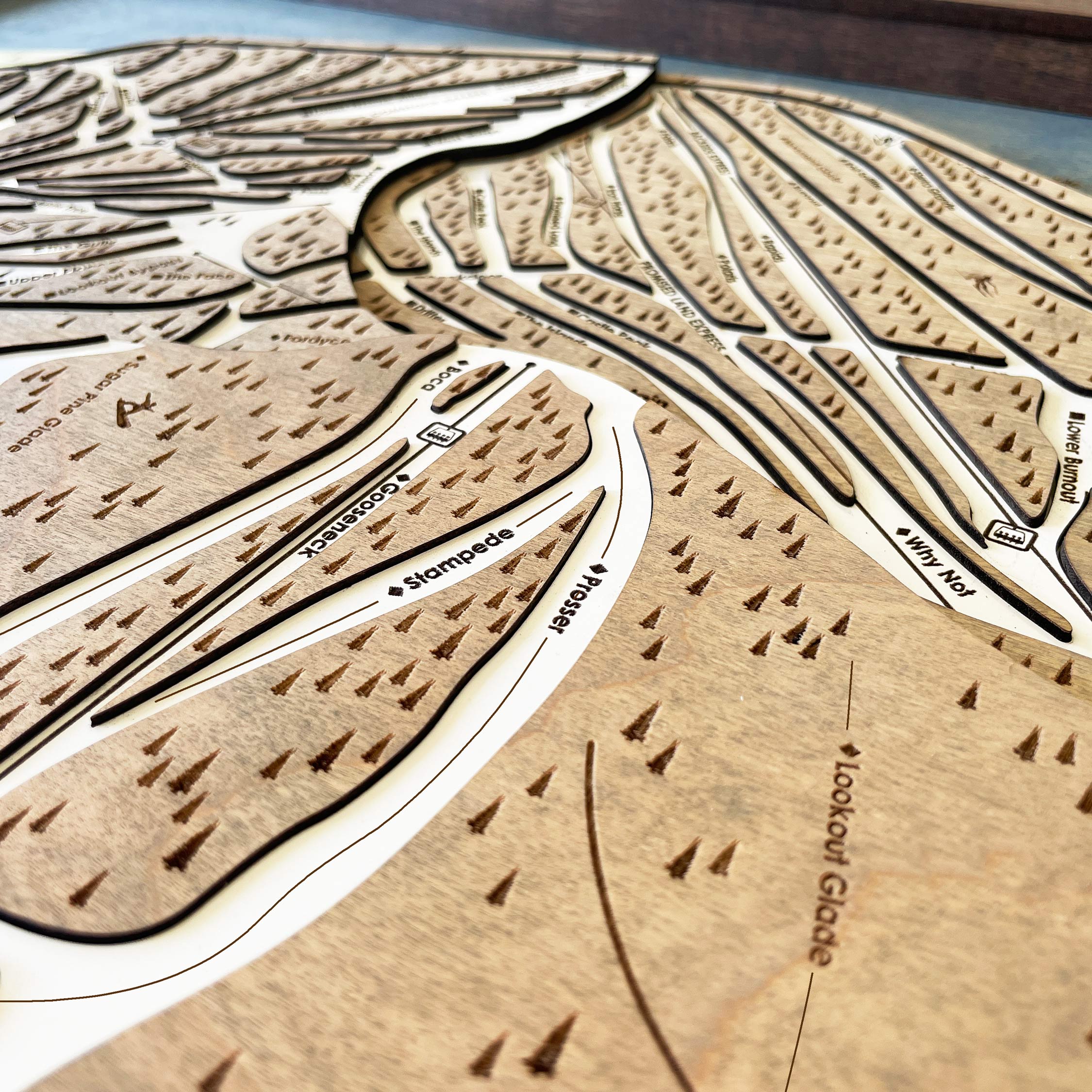 Northstar Laser-cut ski map, Truckee CA