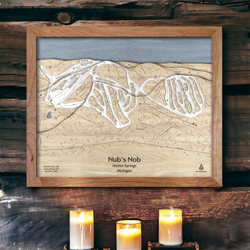 Nubs Nob Ski Map Art, Wooden Ski Map