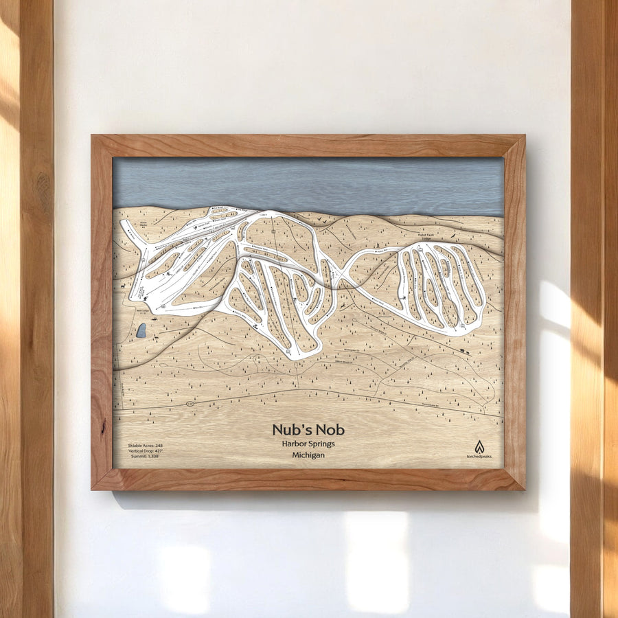 Nubs Nob Map, Ski Map, Wood Skiing Art