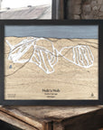 Nubs Nob Wooden Ski Map, Designed by Artist Shawn Orecchio, Torched Peaks