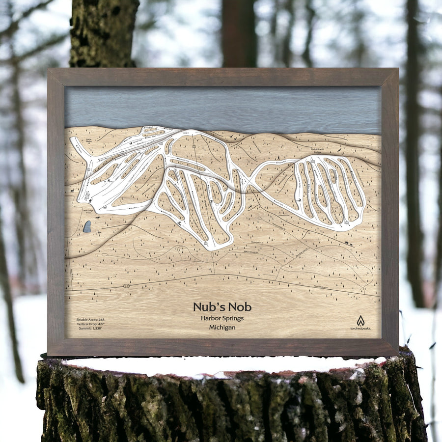 Nubs Nob Ski Map Art, Wood Ski Map, Mountain Art, Framed Wall Art