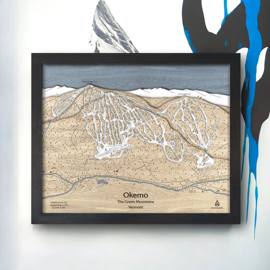 Okemo Mtn Ski Resort Map, Skiing Gift, Home Decor