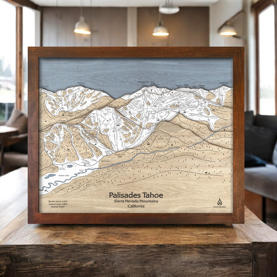 Palisades Tahoe Ski Map, Squaw Valley California Trail Map Art for your home .