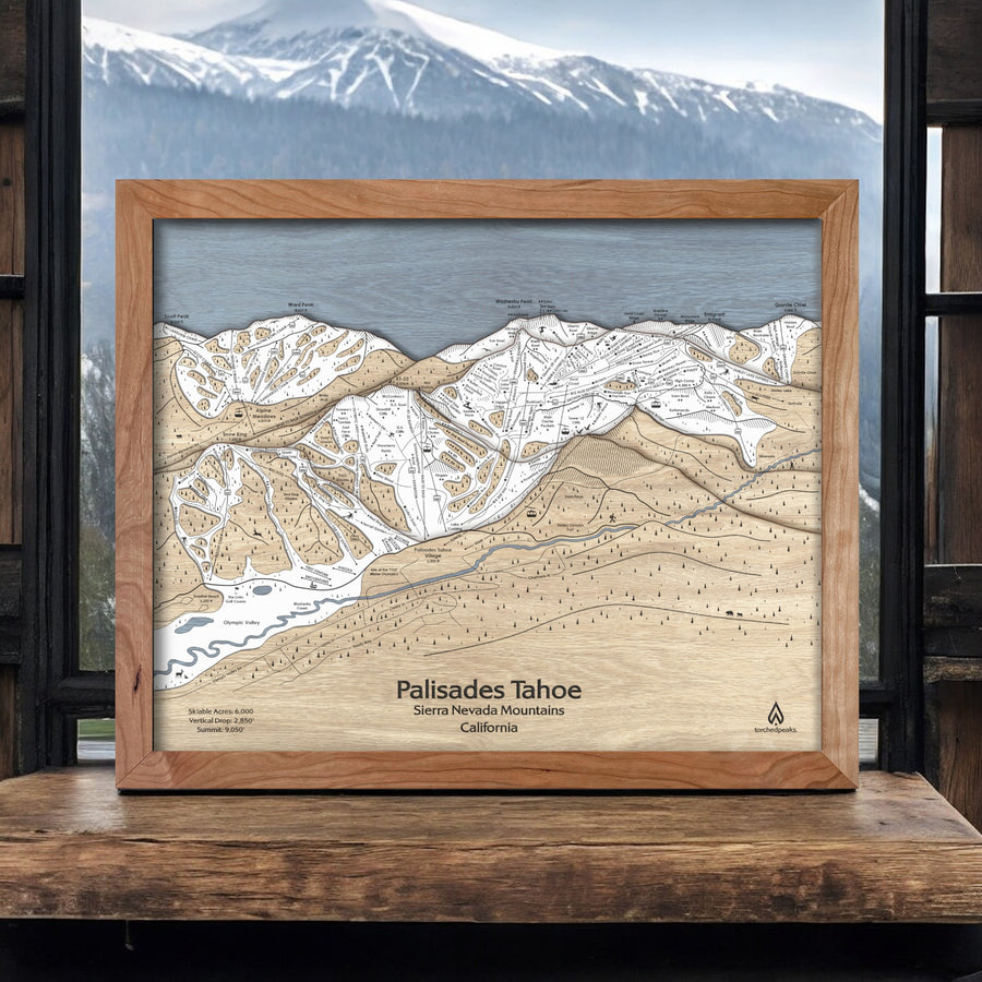 Palisades Tahoe Ski Trail Map, Squaw Valley California, Skiing Decor