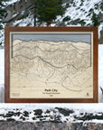 Park City Ski Slope Map laser-engraved in wood