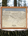 Park City Mountain Resort Ski Slope Map, 3D Wooden Mountain Art, Slopes Mountain Art