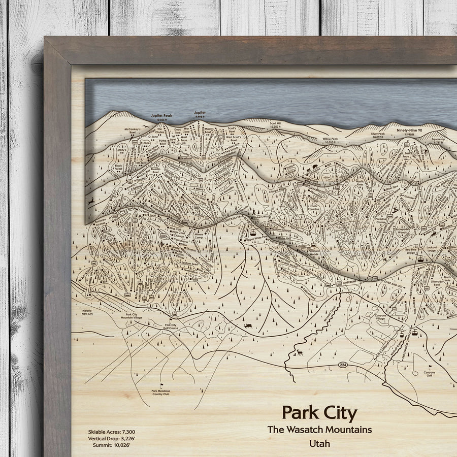 Park City Framed Ski Trail Wall Map