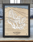 Pico Mountain Wooden Map, Laser-cut map of Pico Vermont, 3D Wood Map