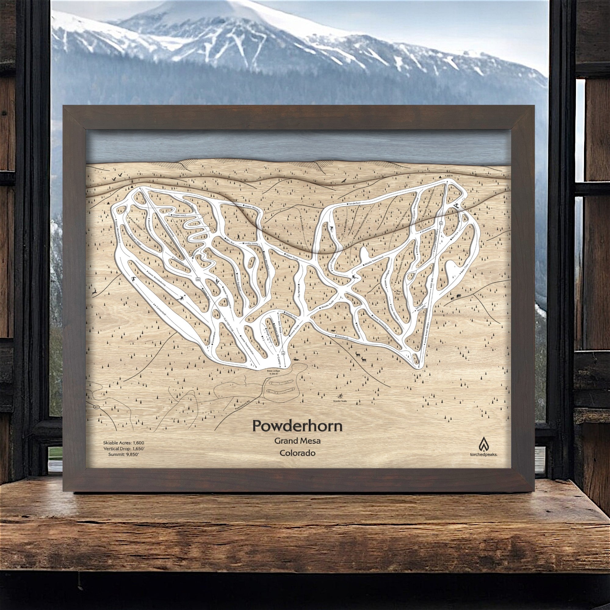 Powderhorn Mountain Ski Map Art, Ski Home Decor