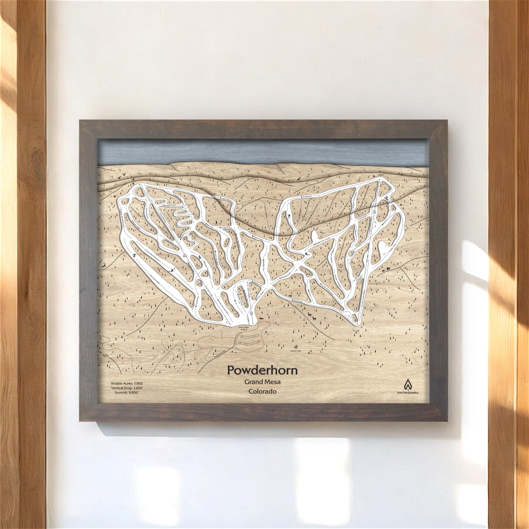 Powderhorn Colorado Ski Trail Map, Torched Peaks, Shawn Orecchio Map Artist