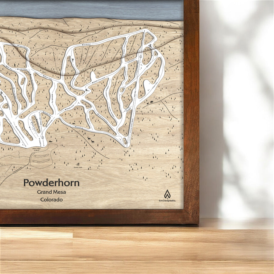 Powderhorn CO Ski Resort Map, Framed Wall Art, Skiing Art