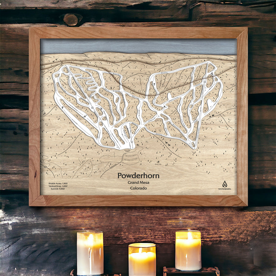 Powderhorn Mountain Ski Resort Map, Ski Poster, Ski Trail Map Art