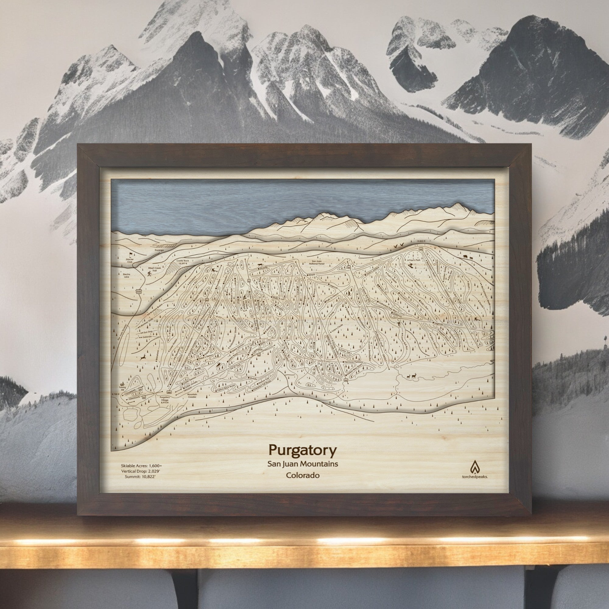 Purgatory Colorado Wooden Ski Map Art