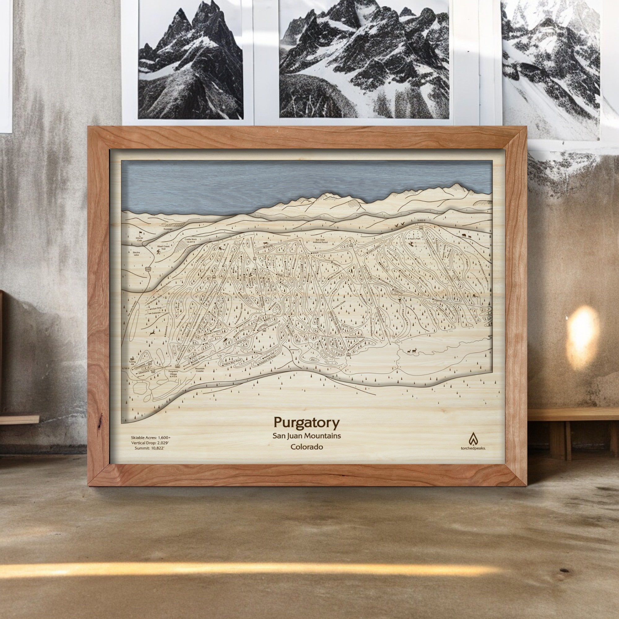 Home Decor for Skiers, Ski Cabin Decor, Purgatory Wood Ski Map