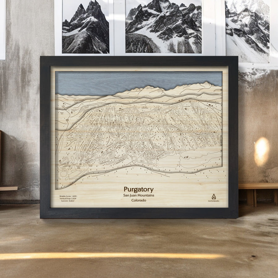 Purgatory 3D Wooden Map Art, Framed Wall Art