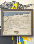 3D Wood Laser-engraved map of Purgatory Ski Resort, Designed by Artist Shawn Orecchio