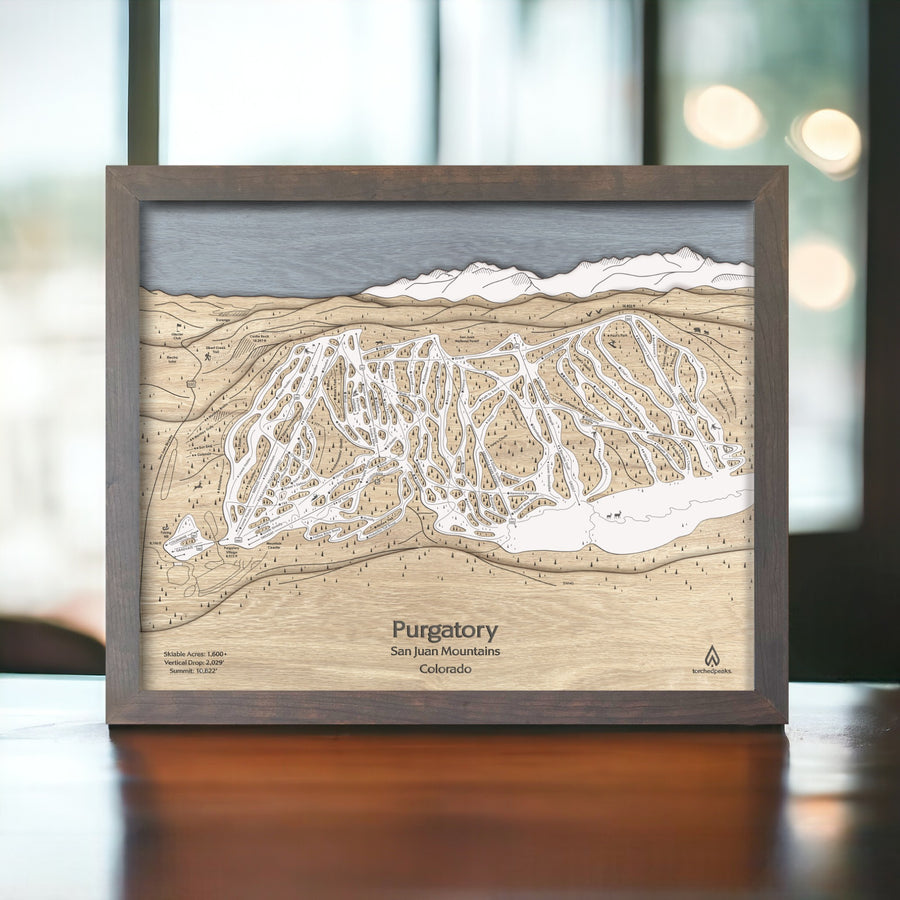 Purgatory Ski Map, Colorado, Unique wedding gift for skiers and snowboarders. 