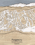 Laser-engraved map art: 3D Purgatory Wooden Ski Resort Map