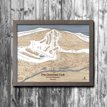 Quechee Club, VT Ski Trail Map | Laser Engraved Ski Slope Mountain Art | Torched Peaks