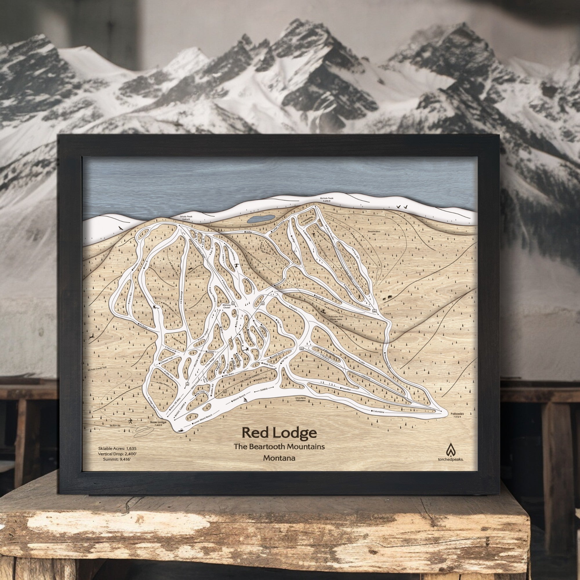 Red Lodge Mountain, Ski Cabin Decor, Skiing Wall Art