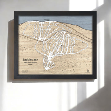 Saddleback Mountain Maine, Ski Resort Wall Art, Framed Ski Map