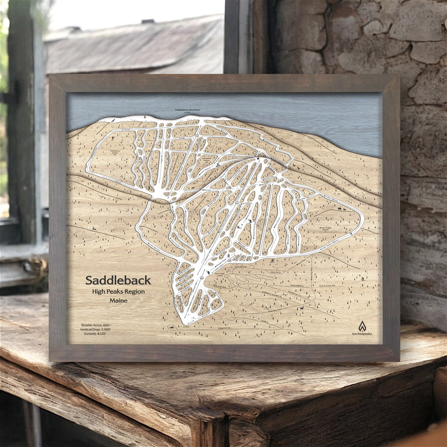 Saddleback Mountain Ski Trail Map Wall Art