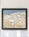 Schweitzer Idaho, Ski Resort Map, Wooden Mountain Art